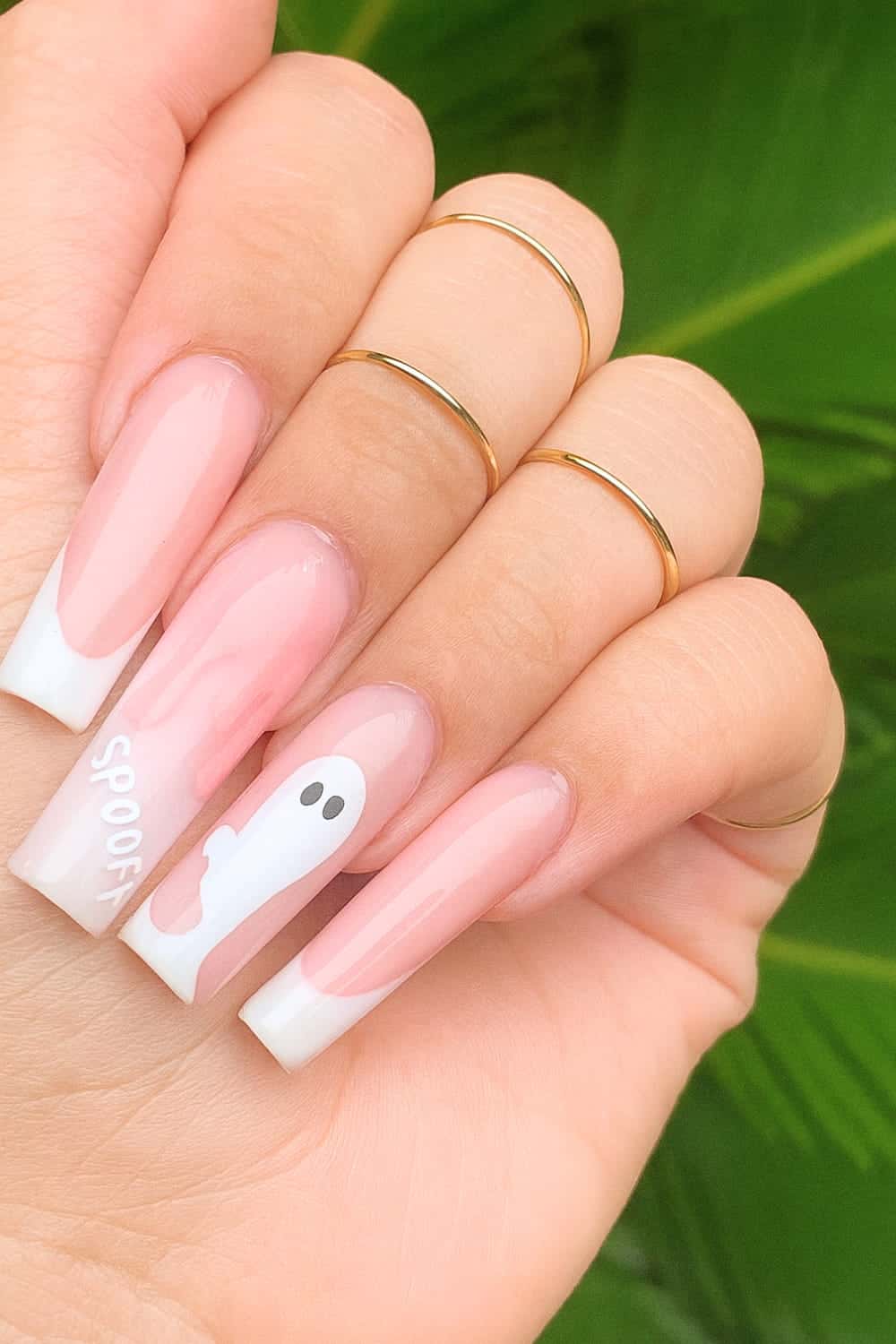 Sanrio halloween nails with adorable spirit.