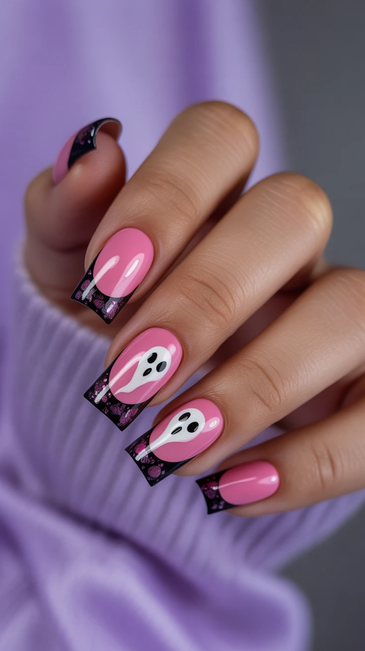 Short hello kitty nails with charming styles.