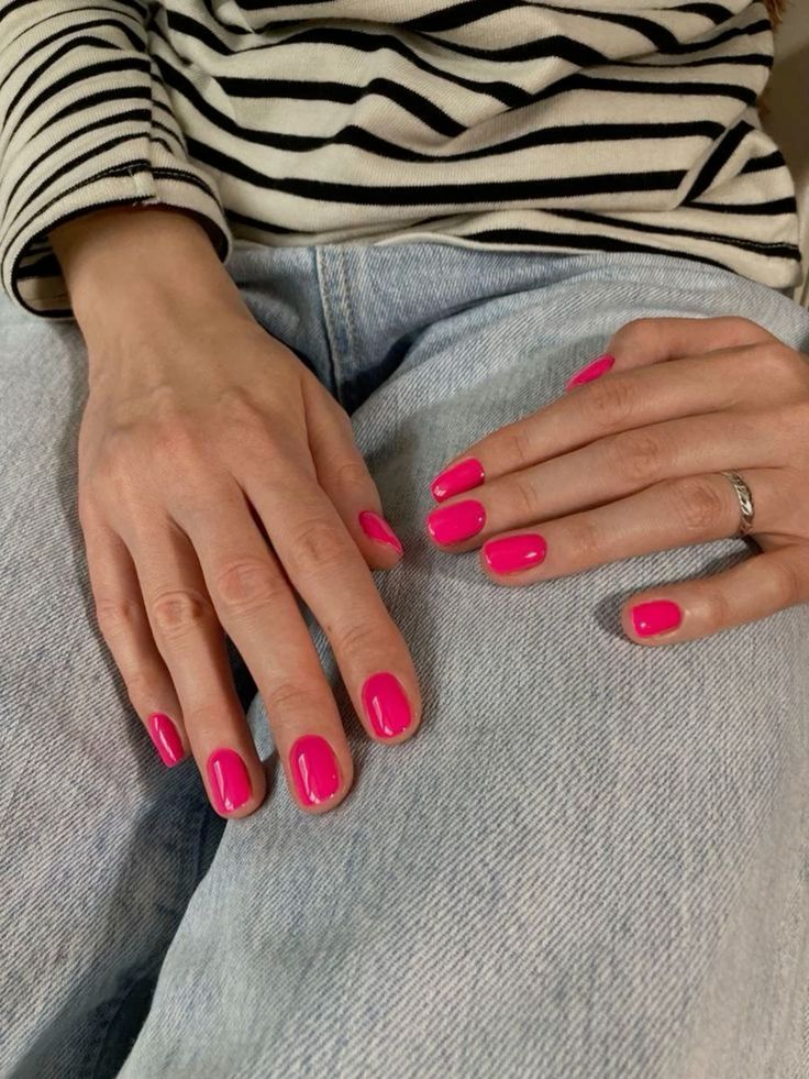 Pink nails acrylic with natural pink nails, chrome french tip nails and a barbie pink manicure.