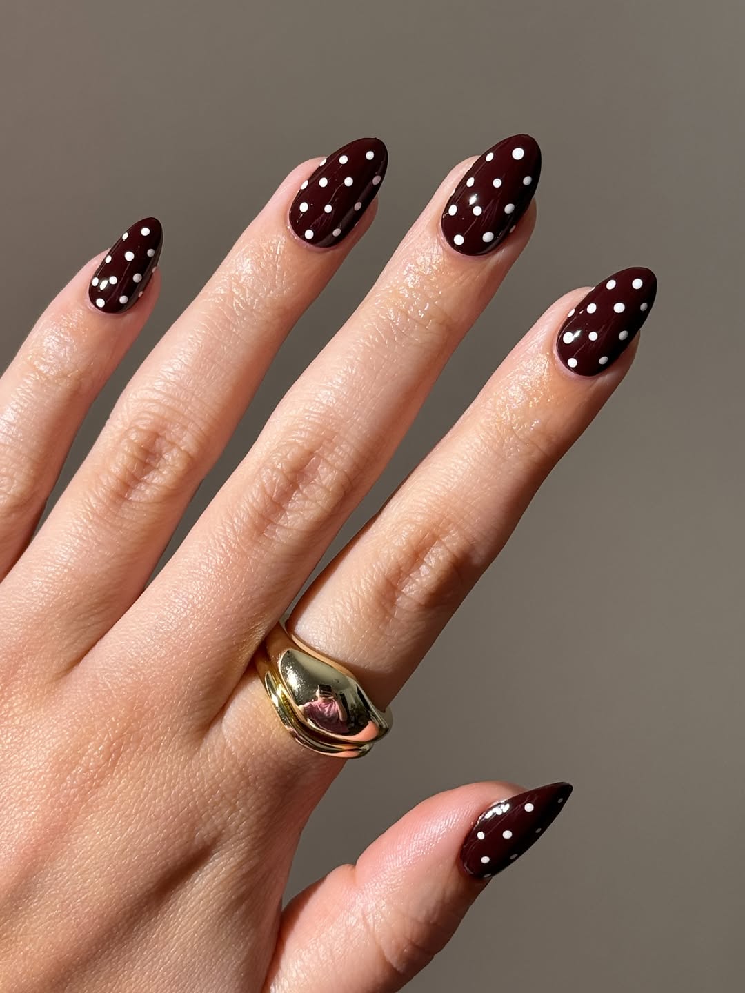 brown and blue polka dot nails, spring polka dot nails, polka dot nail art designs, fun pink nails, striped and