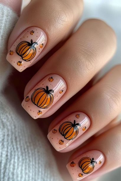 pumpkin nails inspiration look 1