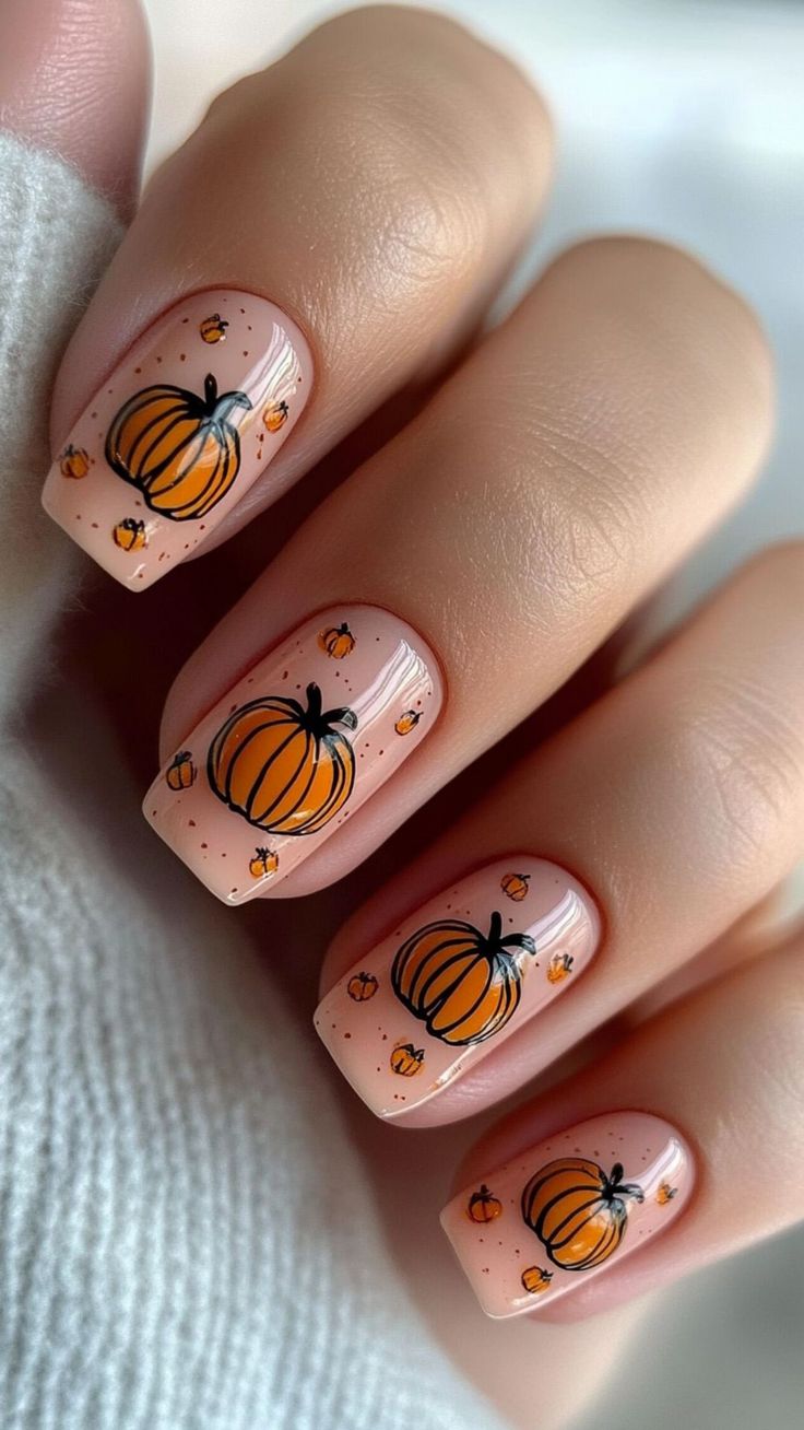 pumpkin nails inspiration look 1