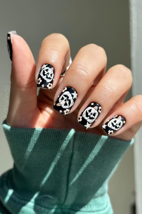 Cute pumpkin nails, pink halloween nail designs, fall leaf nail designs