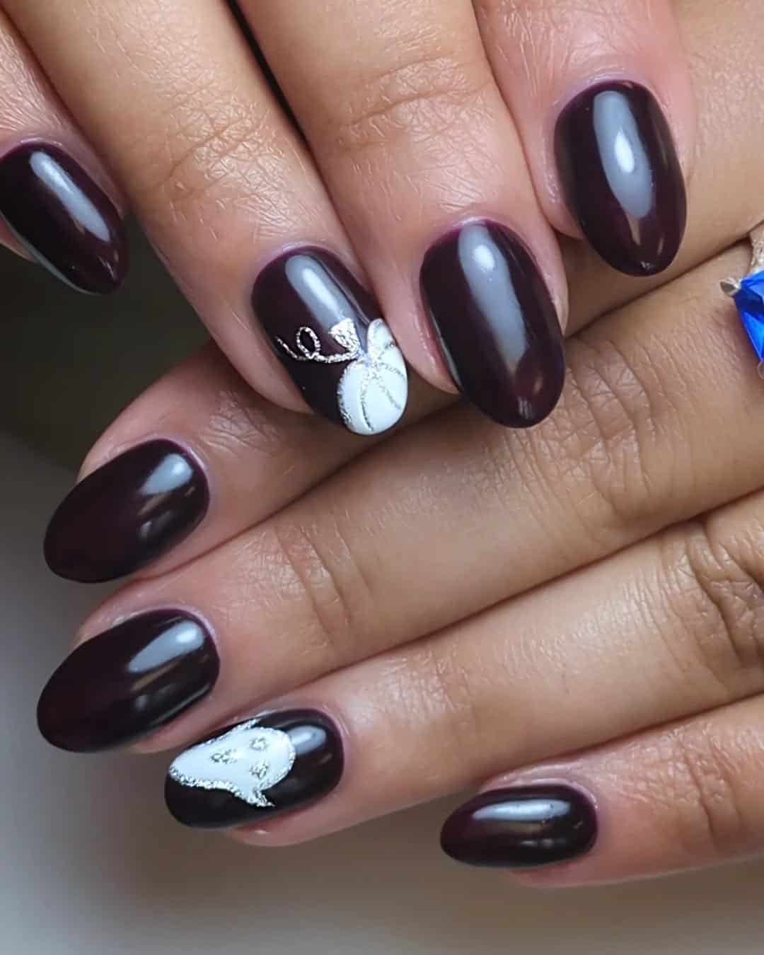 Pumpkin french tip nails, halloween theme nails, halloween