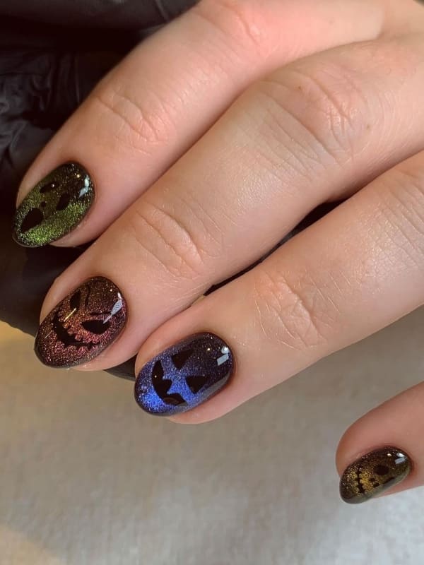 Harvest nails, halloween almond nails ideas