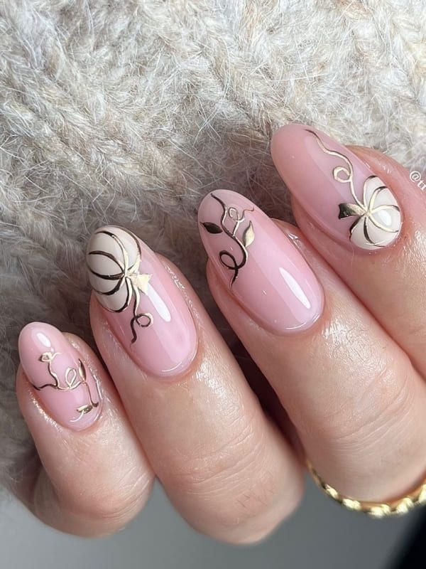 Fall themed nails simple, almond nails designs autumn