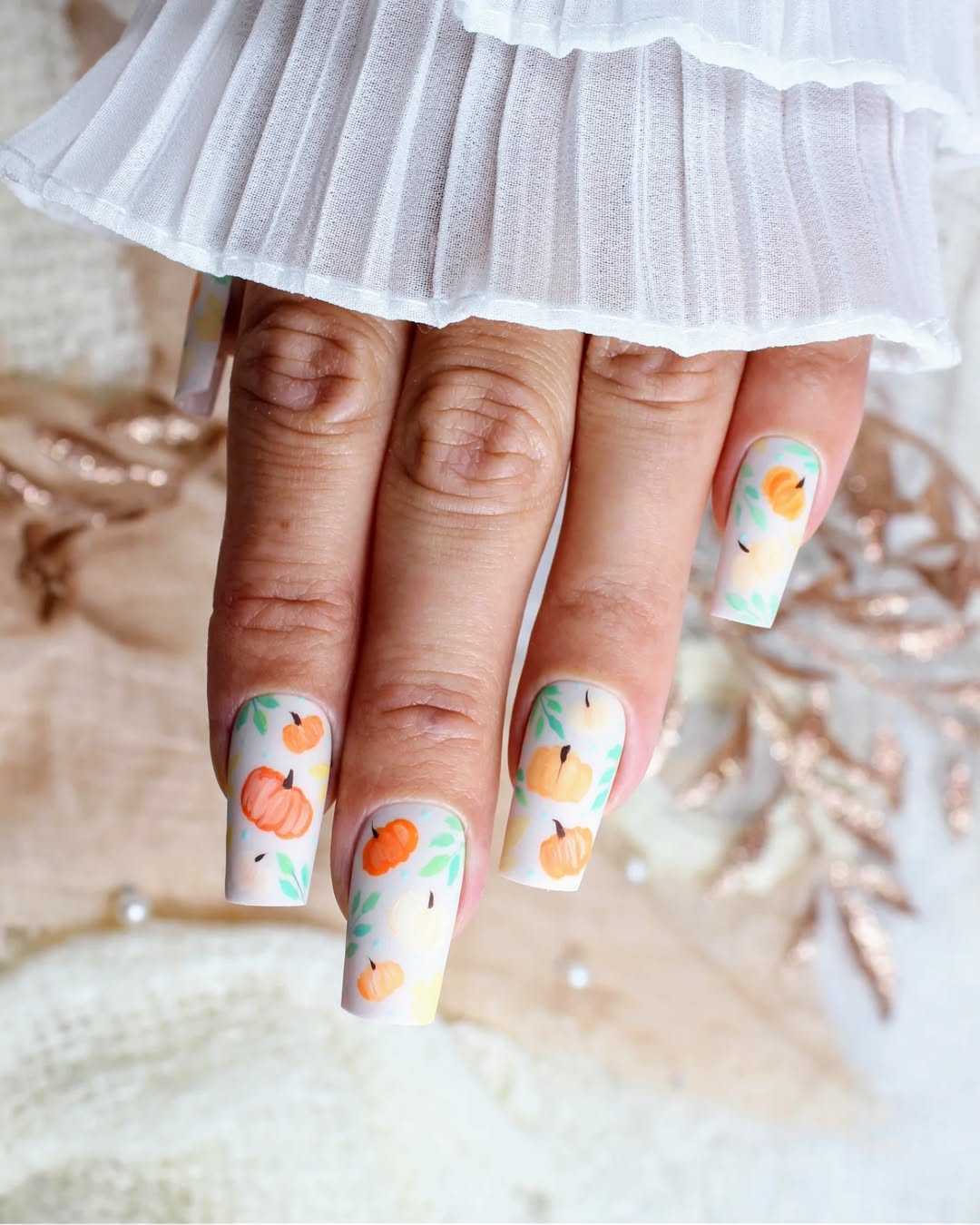 Orange fall nail designs, almond nails designs fall
