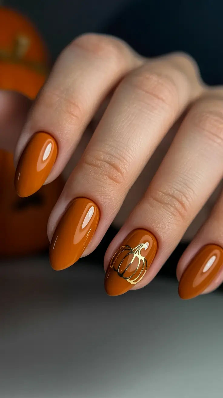 Fall vibes nails, halloween nails almond shape