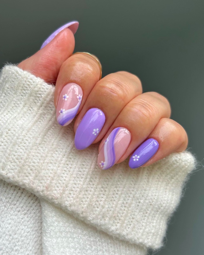 purple cat eye nails, neon purple nails, witchy nails, purple french manicure, witchy, mermaid