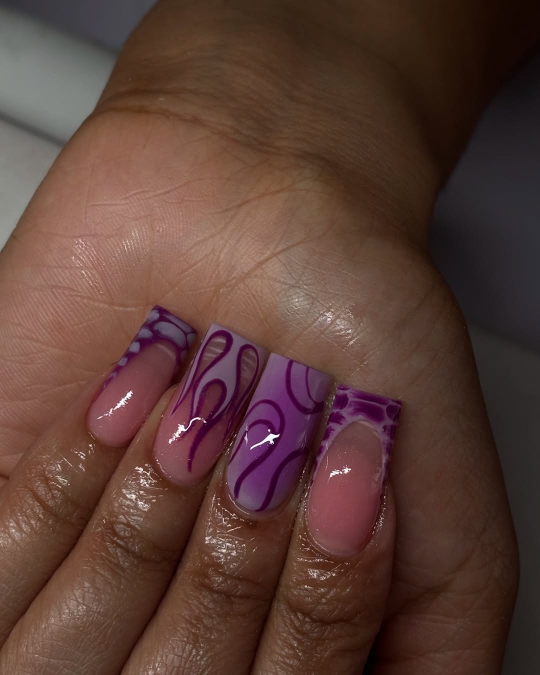 purple nails acrylic, purple coffin nails, cute purple nails, unique halloween nails, dark and black, star