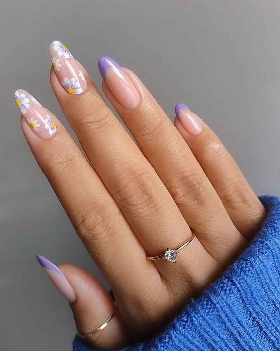 purple spring nails, purple nails with designs, summer nails 2026, cute halloween nail designs, grunge, with flowers