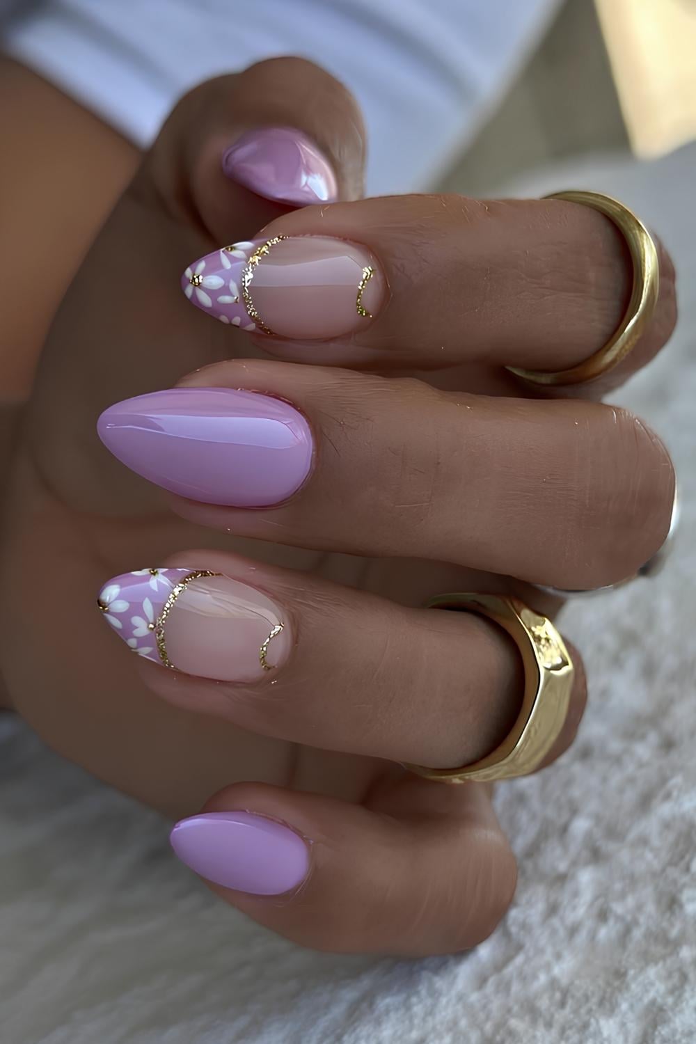 purple and gold nails, purple and gold nails designs, purple nails inspo, bat nails, marble, dusty
