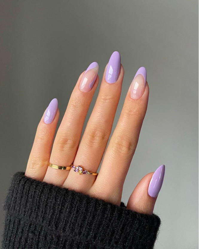 purple gel nails, dark purple french tip nails, lavender summer nails, chrome, square