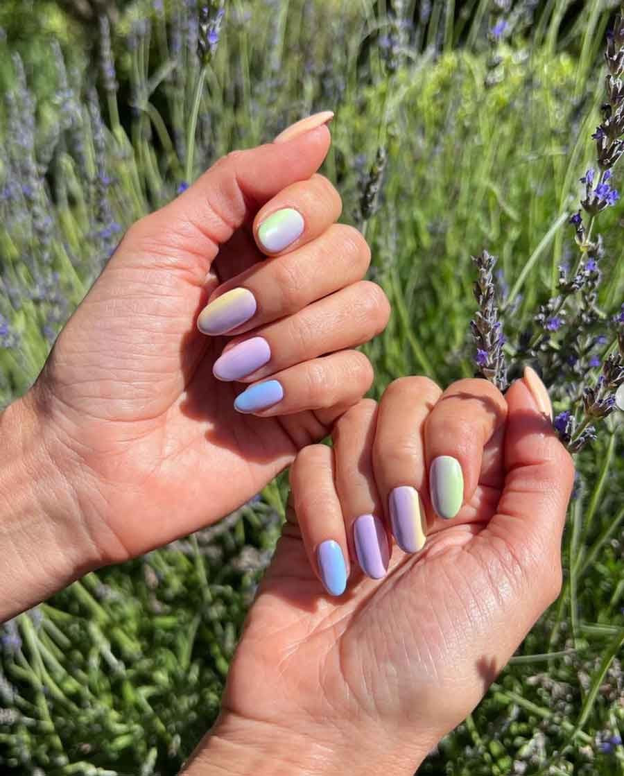 purple and green nails, purple heart nails, summer purple nails, ombre, light chrome