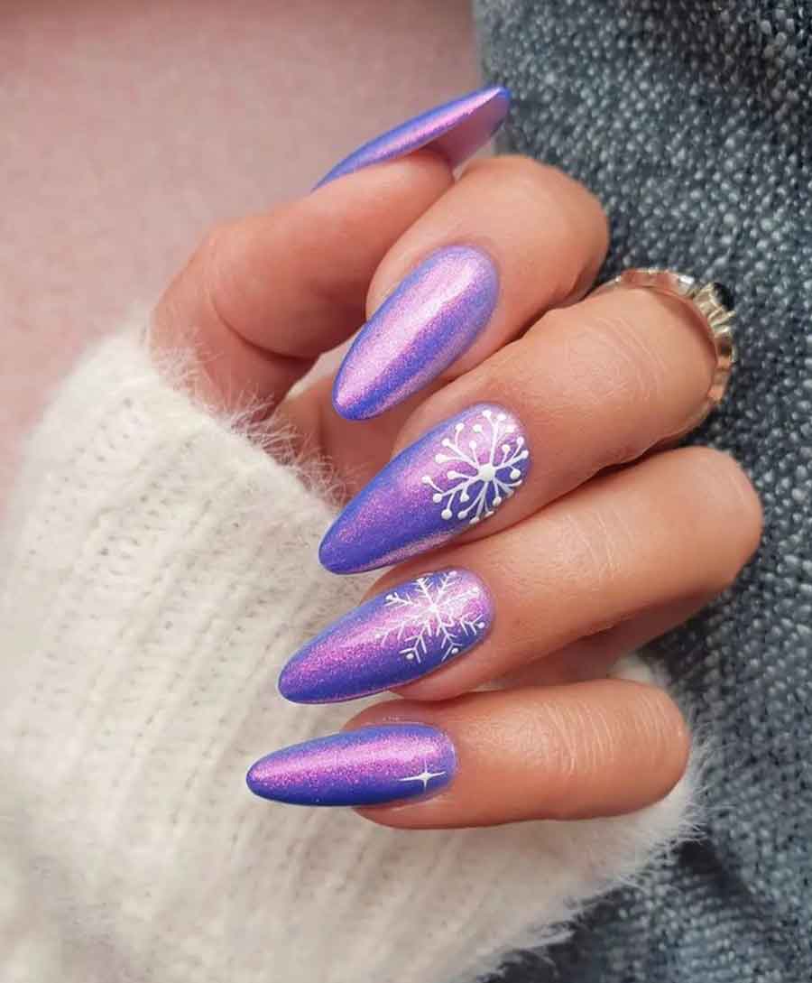 deep purple nails design, purple nails aesthetic, amethyst nails, glitter, light french tip