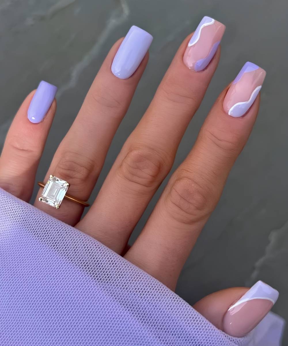 pink and purple nails designs, pink nail designs, pastel goth nails, gel, and blue
