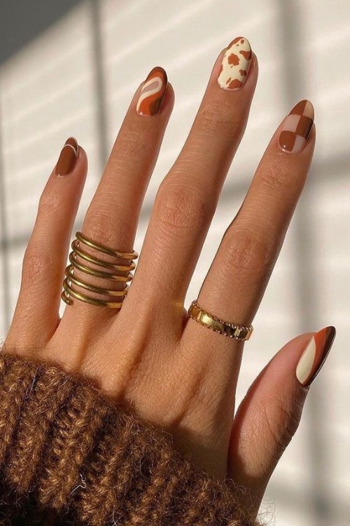 brown fall nails short, short gel nails, november nails colors, square acrylic 2026