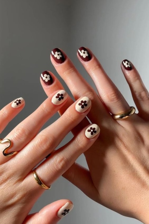 fall short square nails ideas autumn, fall short square nails, cute fall nails simple, dip technique