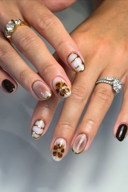 fall manicure ideas for short nails, short nail designs minimal, fall nail designs acrylic square