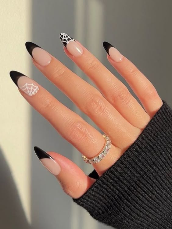 Pink halloween nails short with purple witch nails in easy style