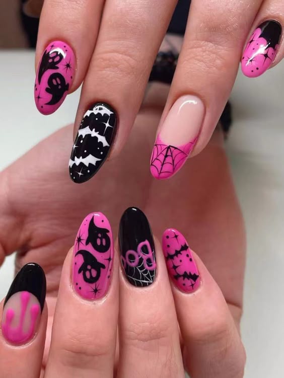 Cute simple halloween nails with jack o lantern nails