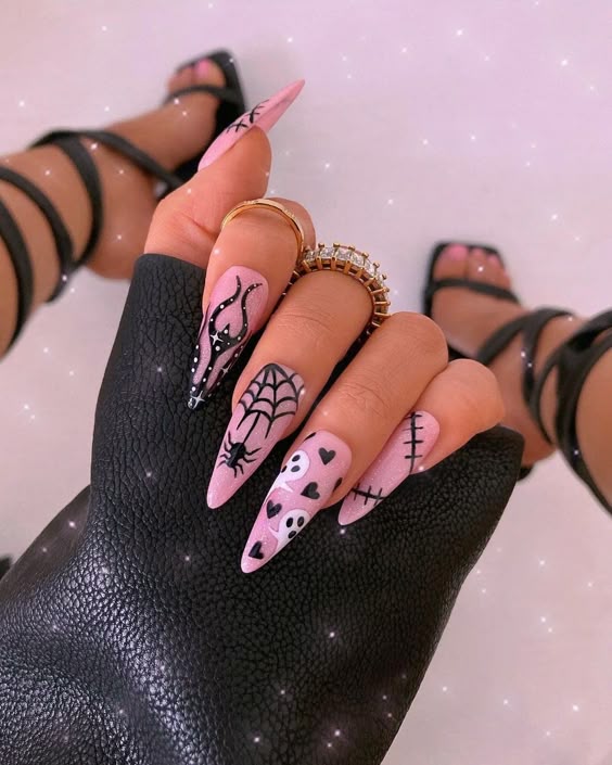 Halloween gel nails ideas with easy halloween nail art