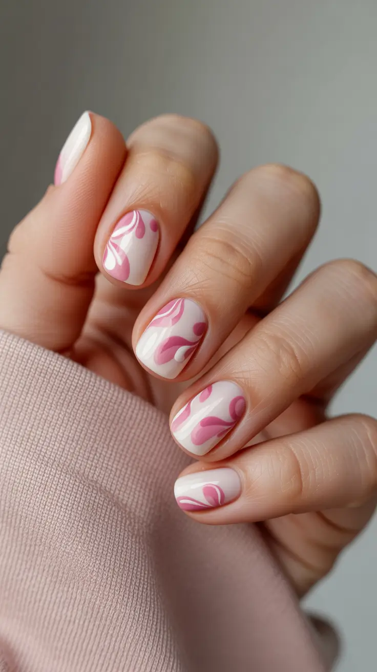 Short white nails with nail art for short nails, fun summer nails, christmas extra sparkle.