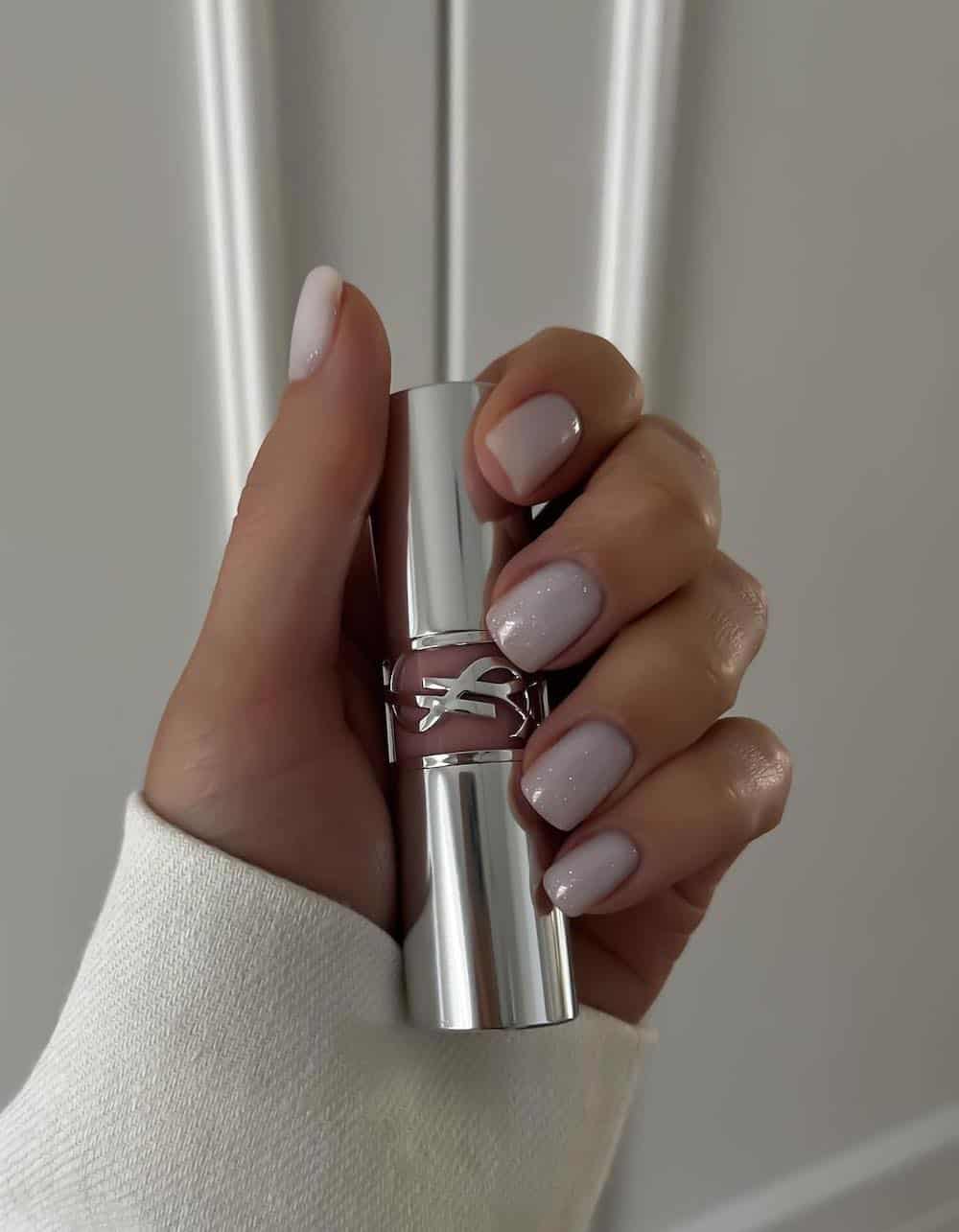 Spring nails short with short white french tip nails, simple summer nails and oval black french tip.