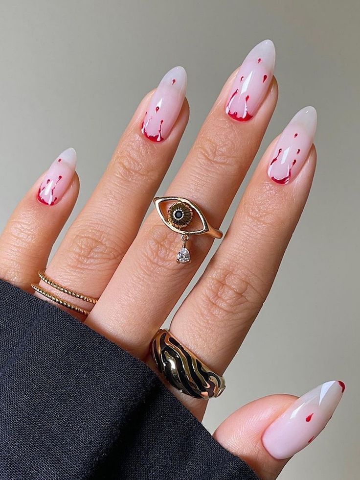 Classy halloween nails short with almond shape