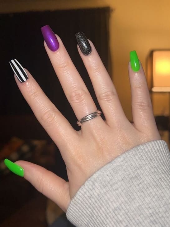 Nail ideas halloween easy with colorful stripes