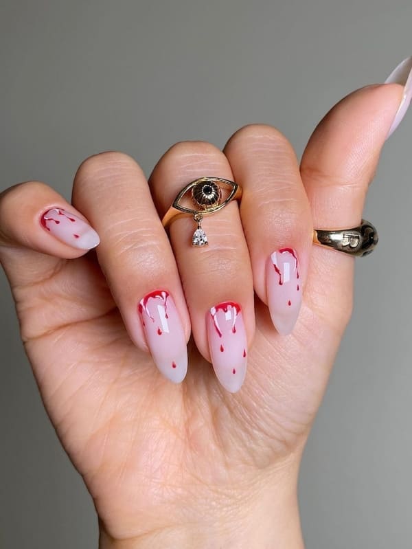 Halloween nail designs square with dripping effect