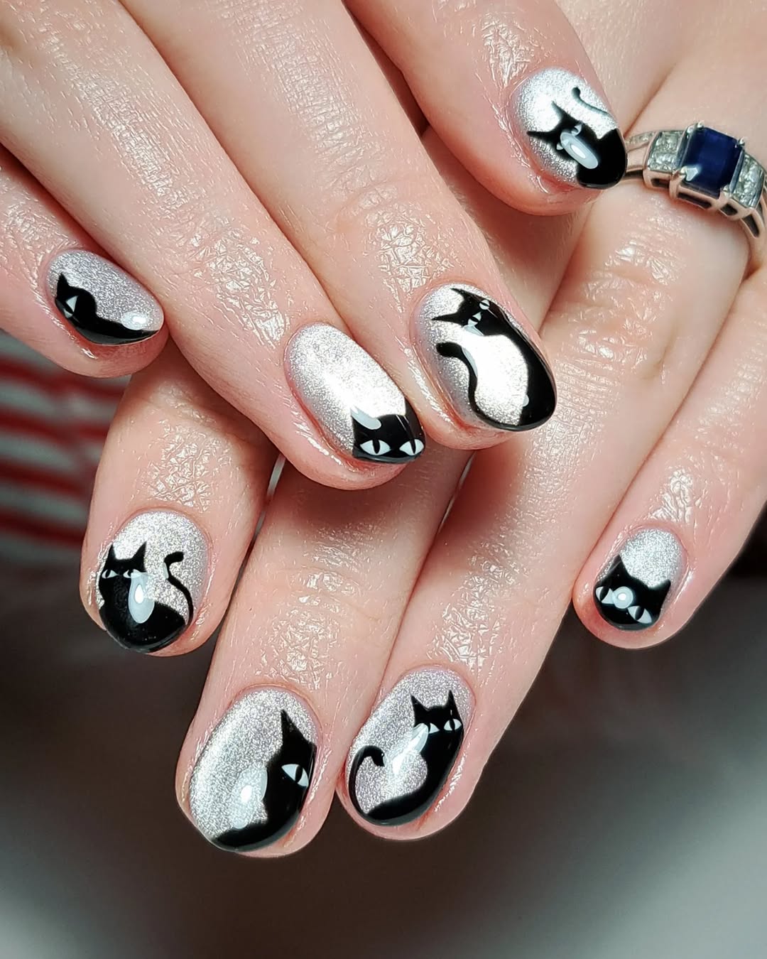 Easy halloween nails simple with cat designs