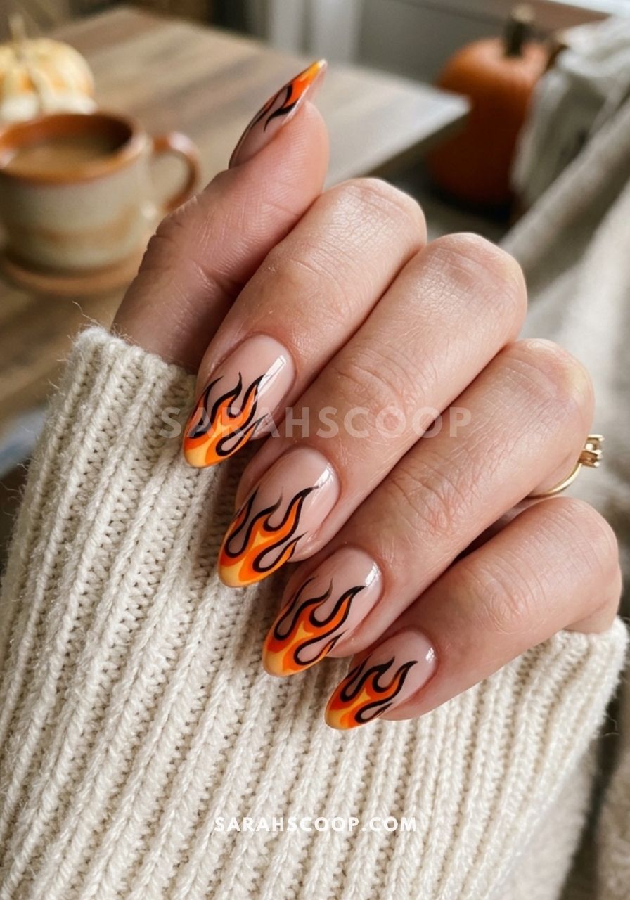 Nail inspo with flame design