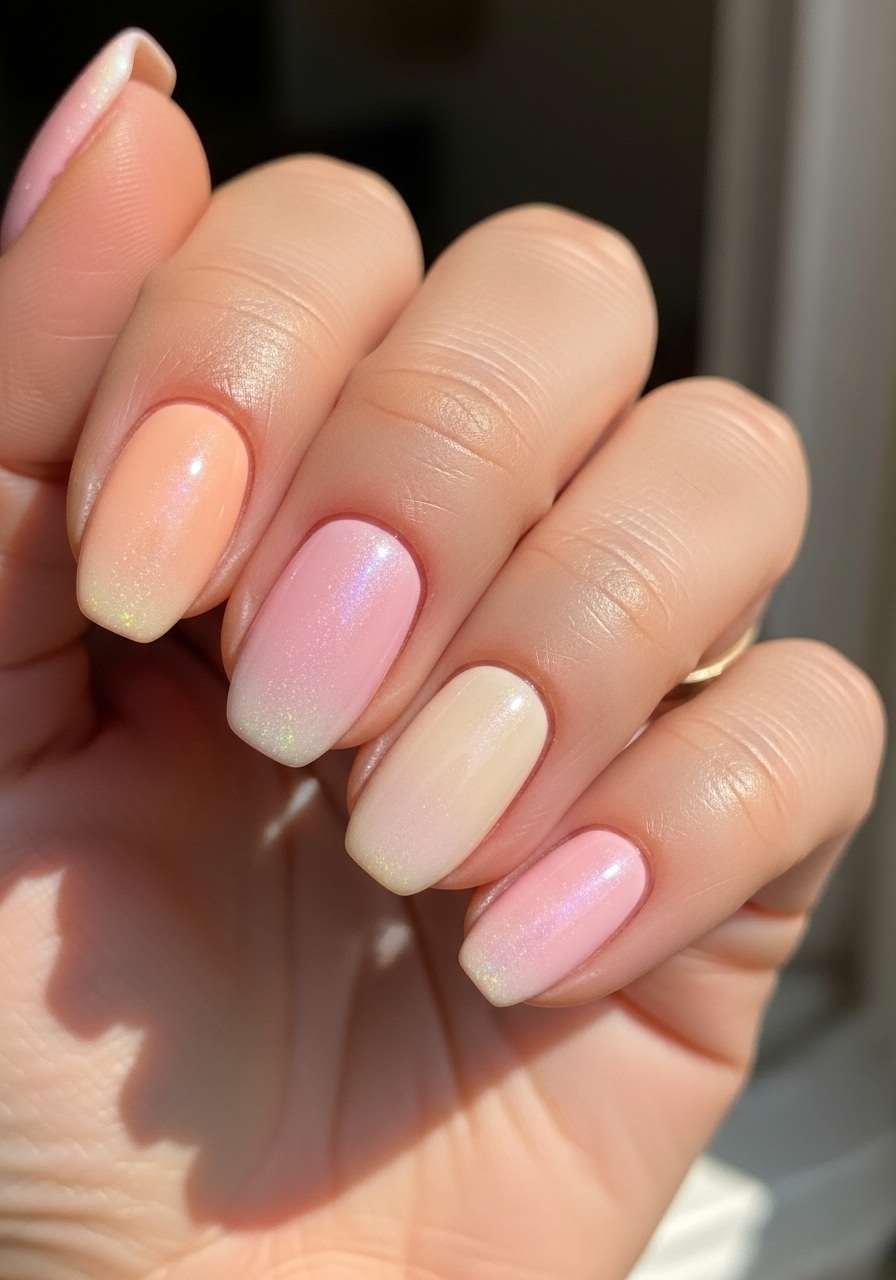 Simple pink nails with nude tones, bright summer nails, aesthetic nails for st pattys long wear.