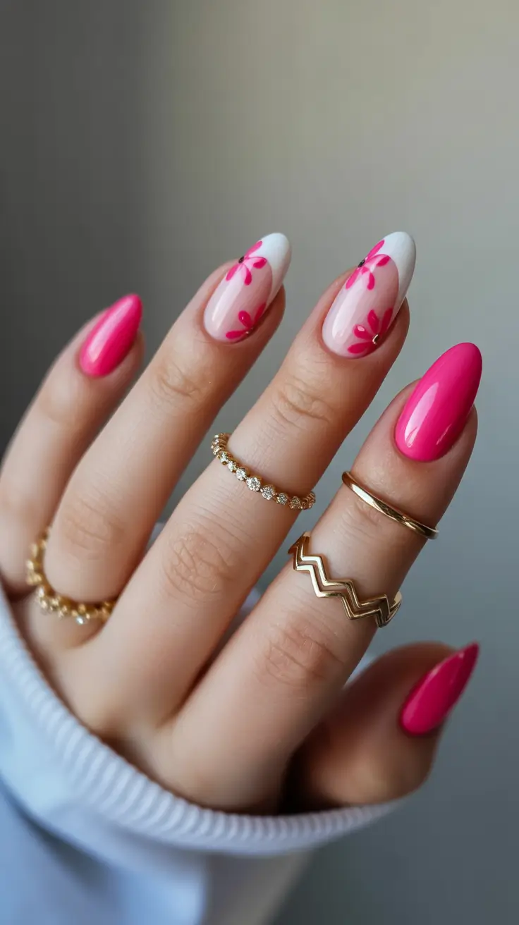 Spring nails square, simple square acrylic nails, tropical nails, summer nails, christmas short