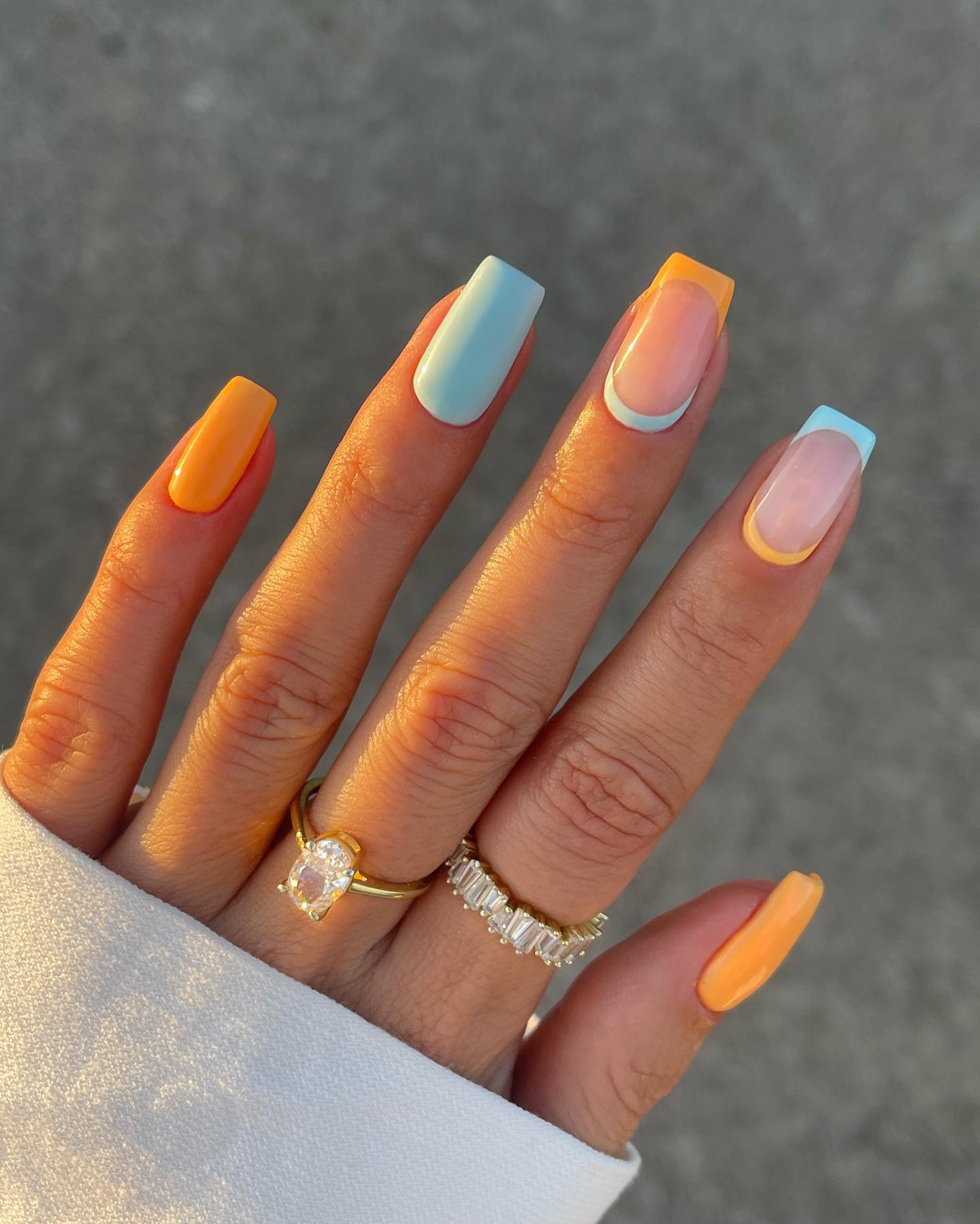 Blue square nails, short square valentines nails, birthday nail set ideas, christmas, clean girl