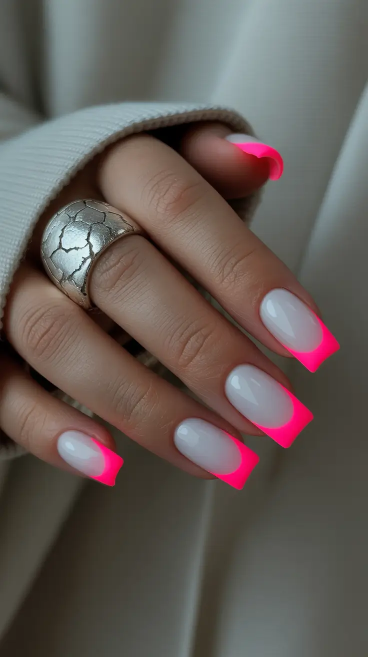 Brown square nails, summer nails 2026, medium length square nails, medium acrylic, french tip with