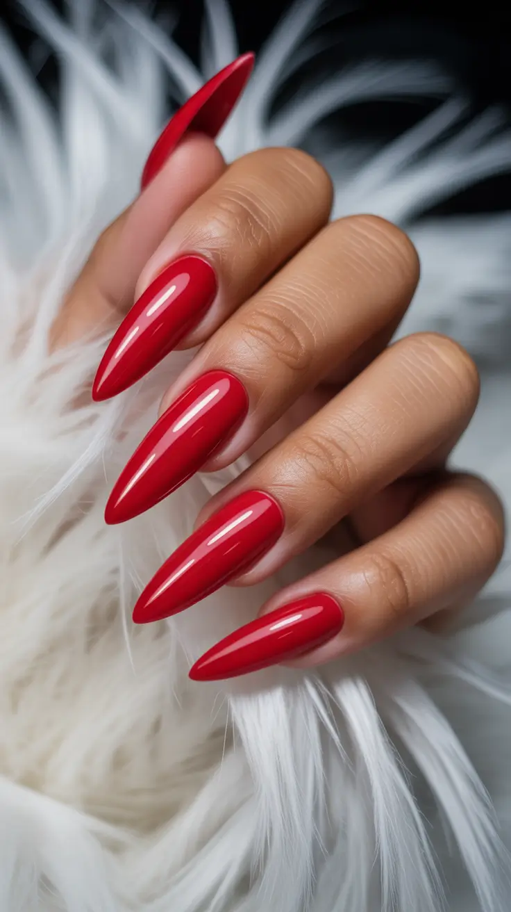 Dark stiletto nails, elegant almond nails, nail ideas stiletto long, cherry red, red bottom