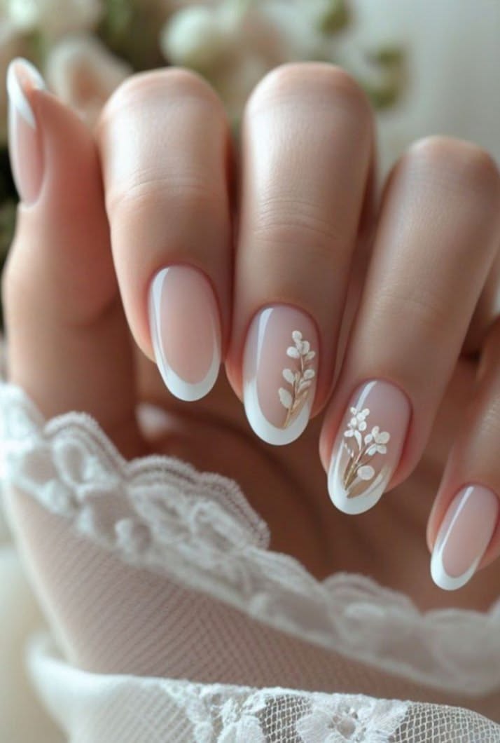 Nails for wedding the bride with best wedding nails, complemented by wedding makeup and elegant for bride classy style.