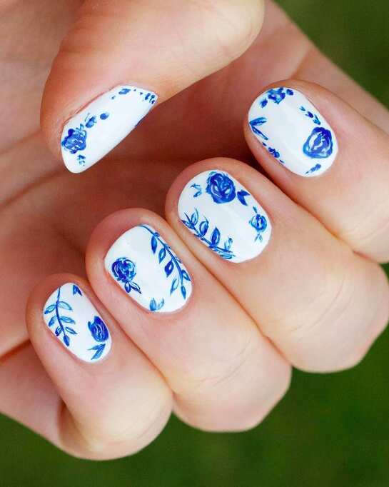Red and white nails with plain white nails, black nails ideas, blue nail art, square, toe.