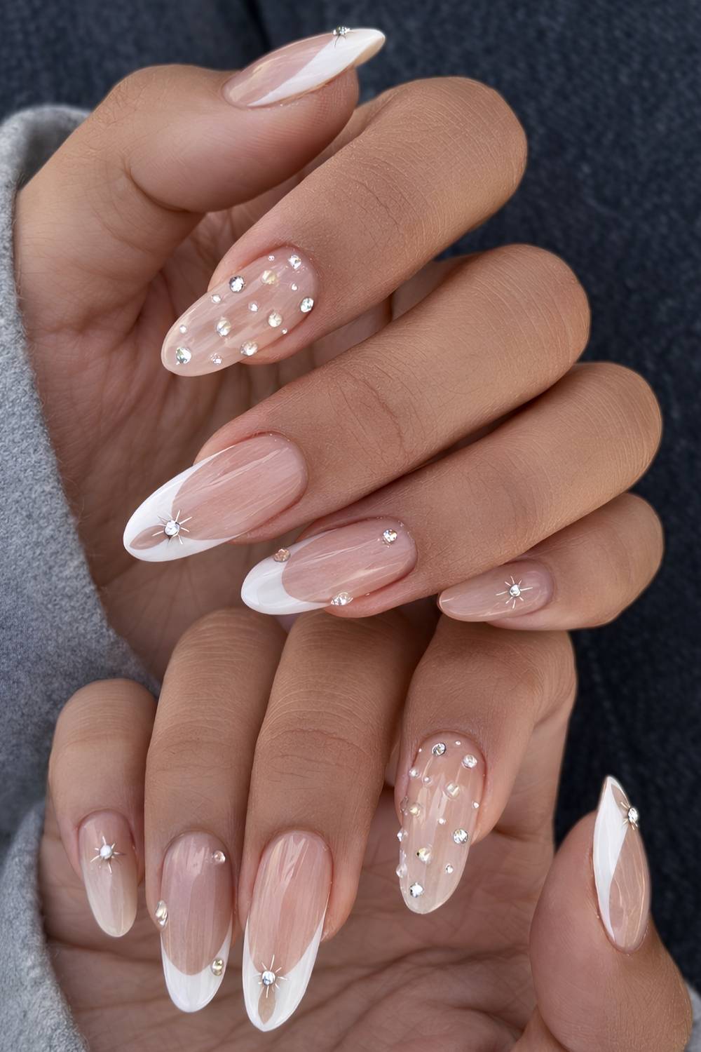 Short white nails with black and white French tip nails, black French tip nails, red nail inspo, on white French tip, with flowers.