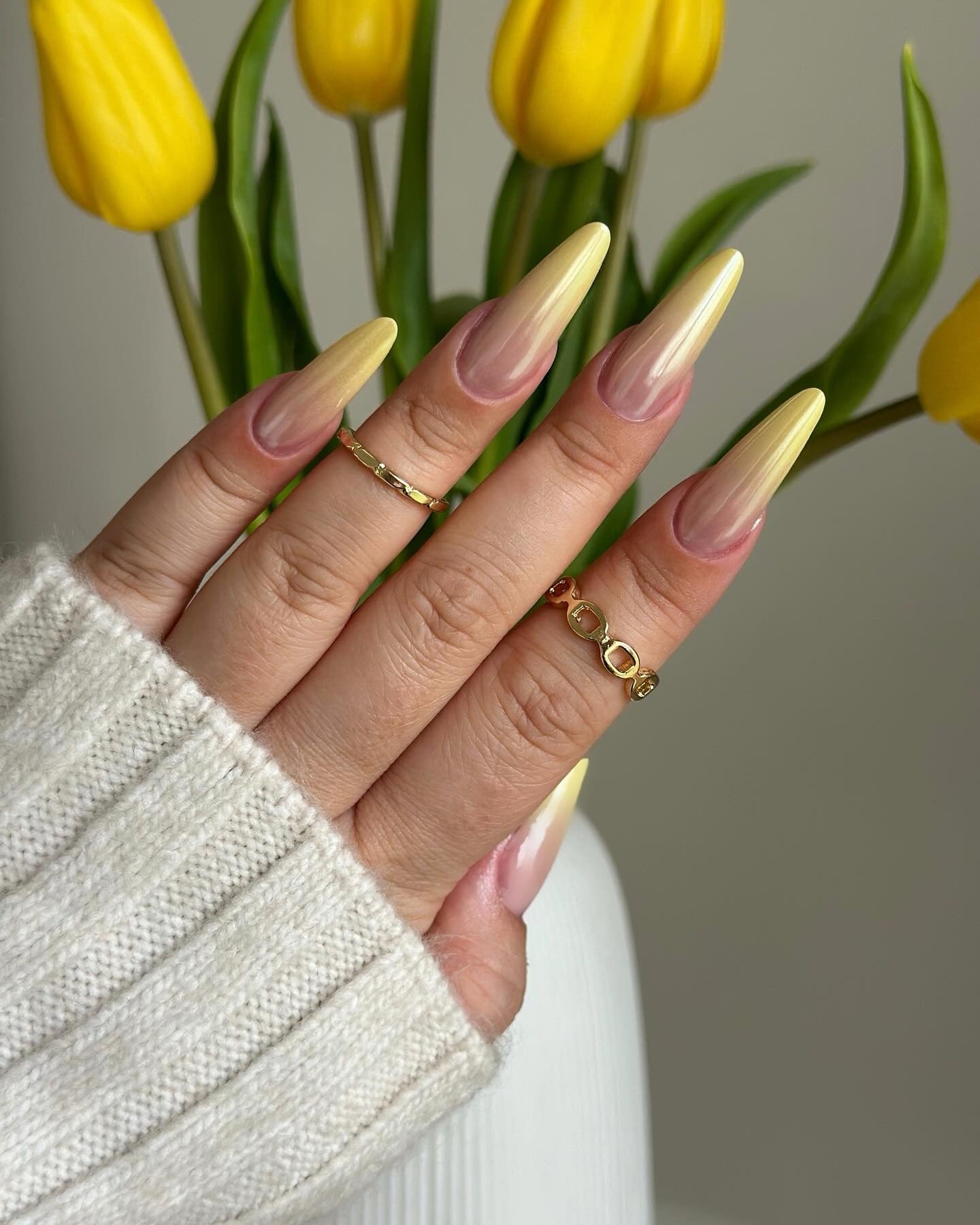 Yellow polka dot nails, yellow tip nails, hot pink and yellow nails, lemon and blue nails, neon colored nails, almond, stiletto, neon short.