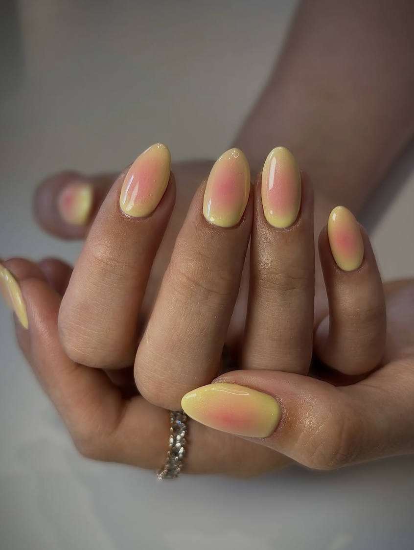 Yellow flower nails, pastel yellow french tip nails, baby blue and yellow nails, navy and yellow nails, summer toenails, acrylic, butter toe, dark.