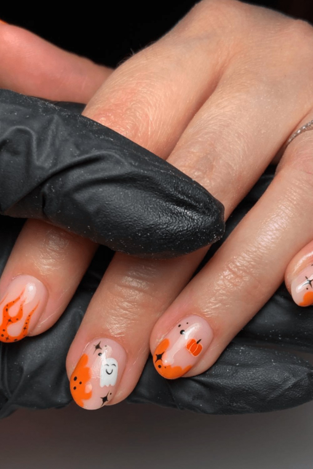 Cute Halloween-themed doodle nail art