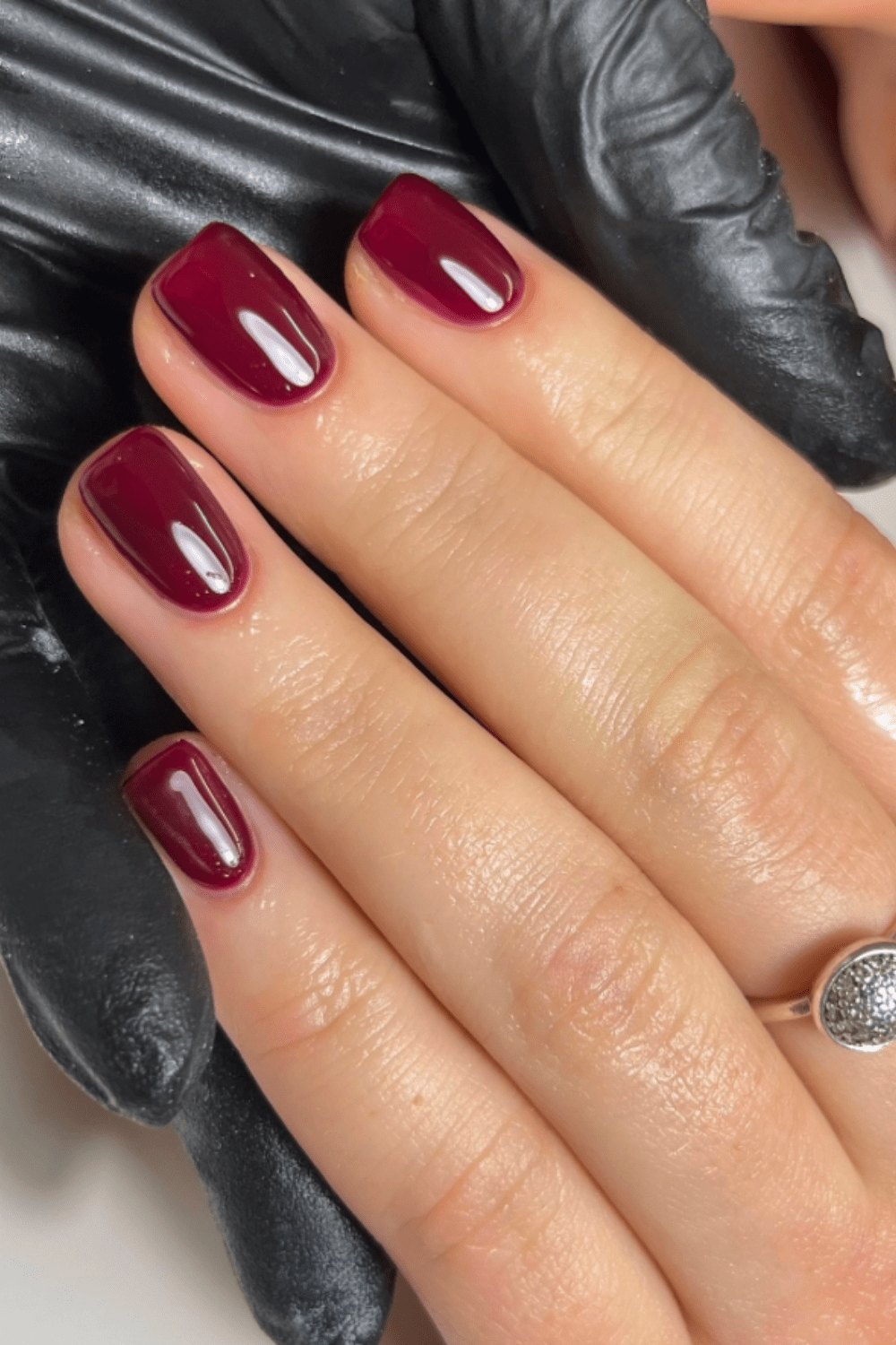Glossy burgundy nails