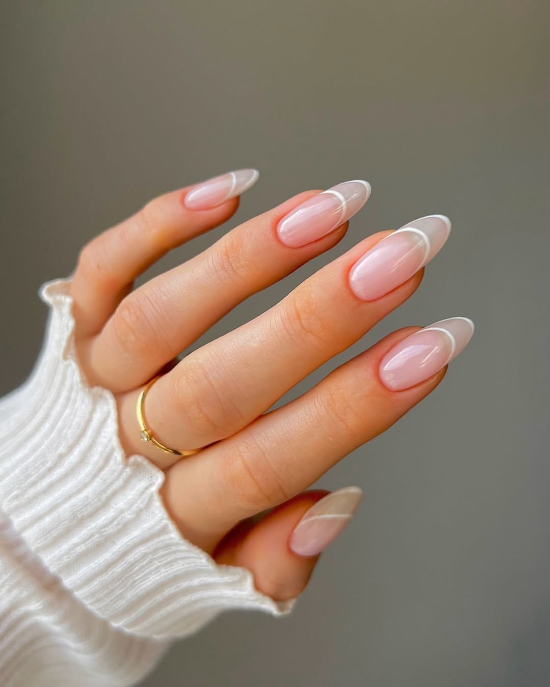 French ombre almond nails with a soft gradient