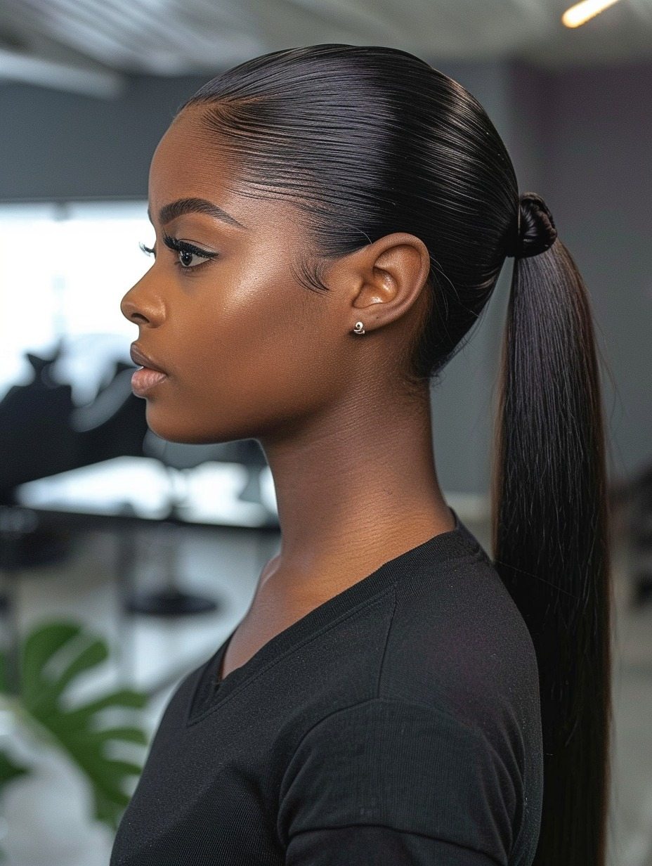 Sleek high ponytail for Black women