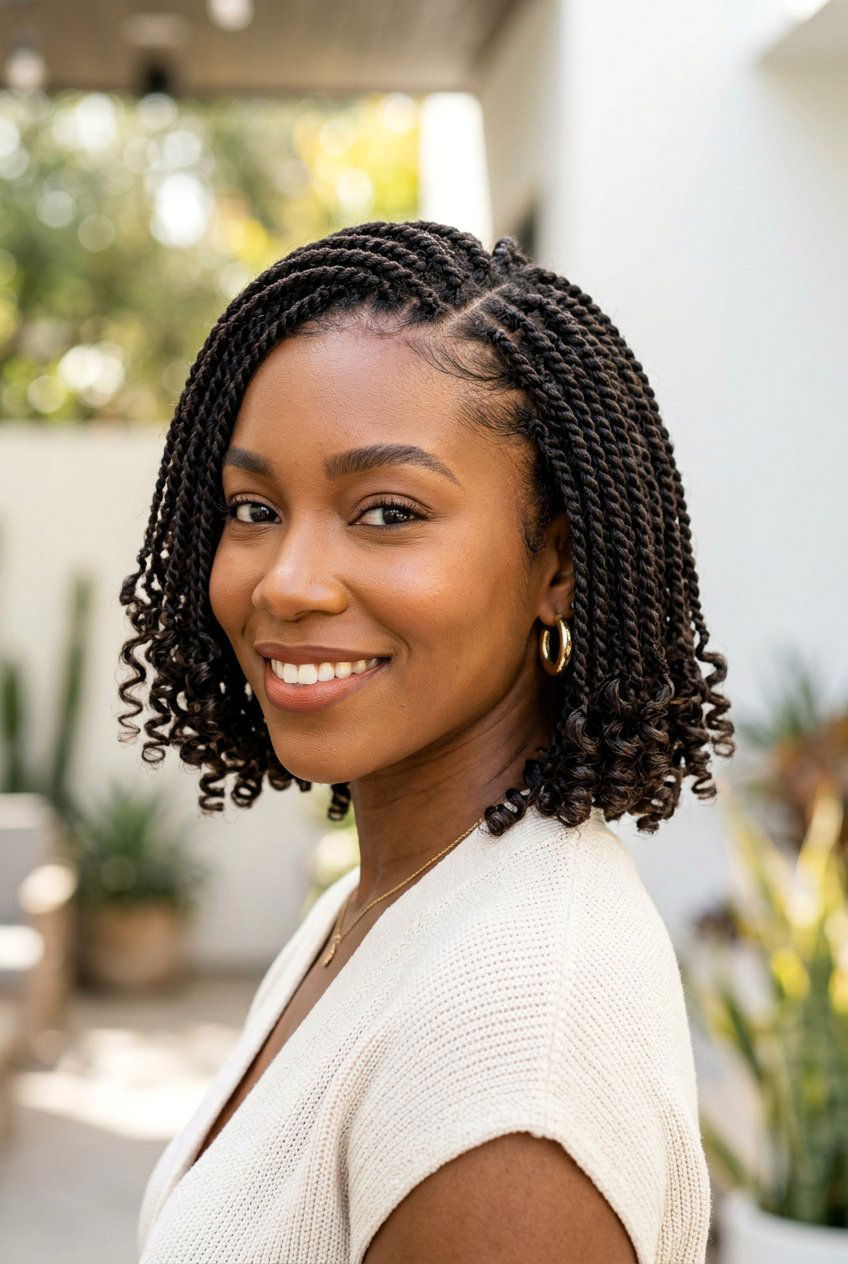 Short rope twists with volume for Black women