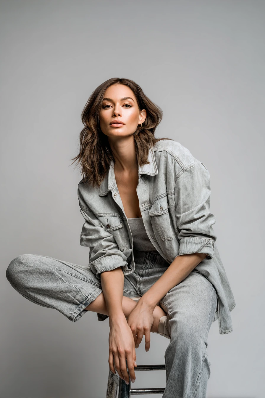 Light denim shirt and jeans set