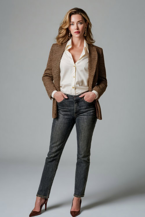 Blazer with jeans and heels